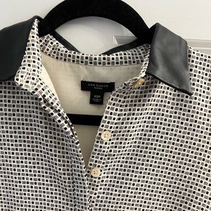 Leather collar shift dress